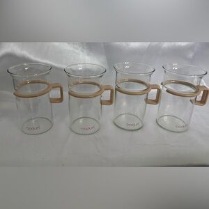 Bodum Clear Glass Mugs with Beige Handles - Set of 4